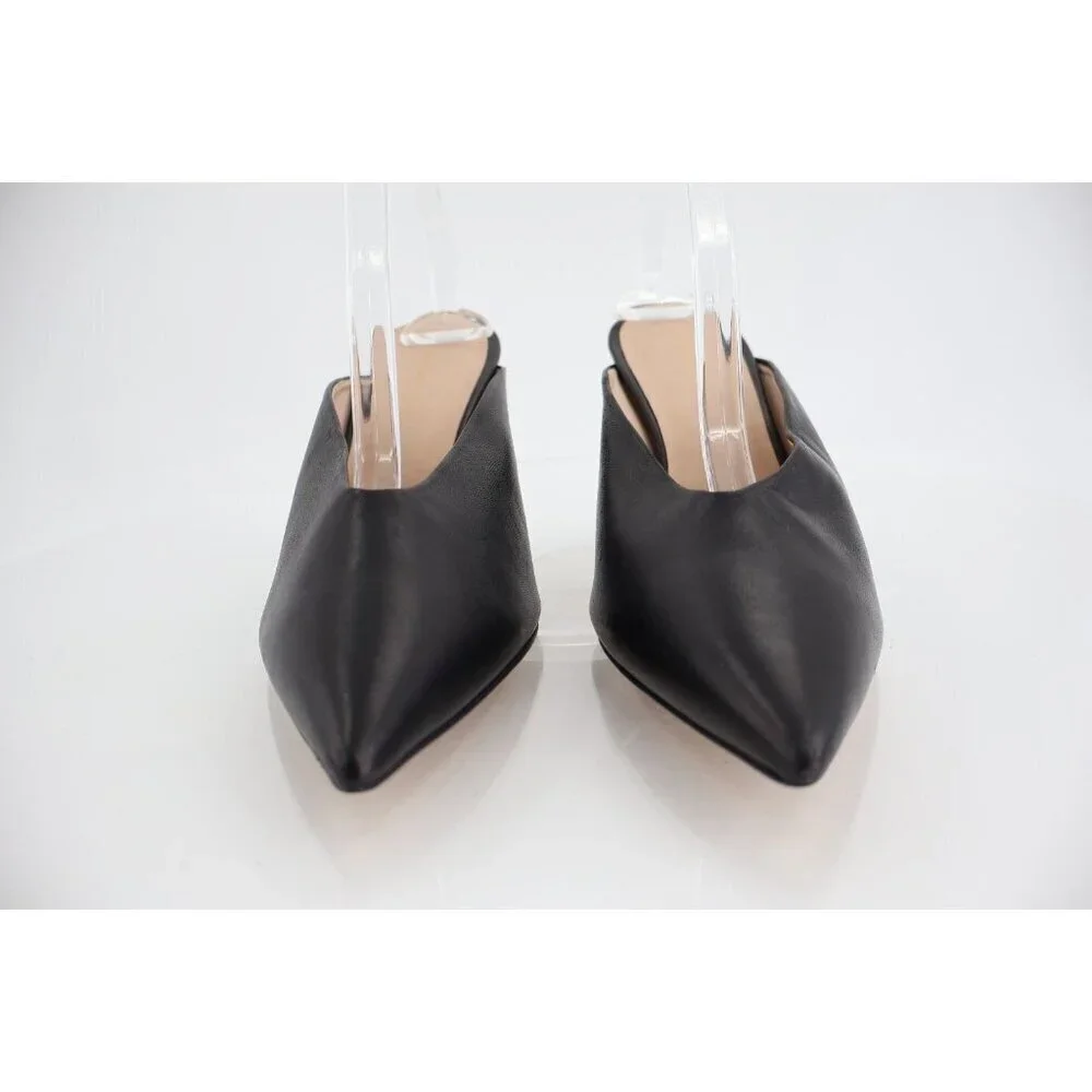 Stuart Weitzman Lula Pointed Toe Pump Size 10 B Black Leather Mule Stiletto Heel